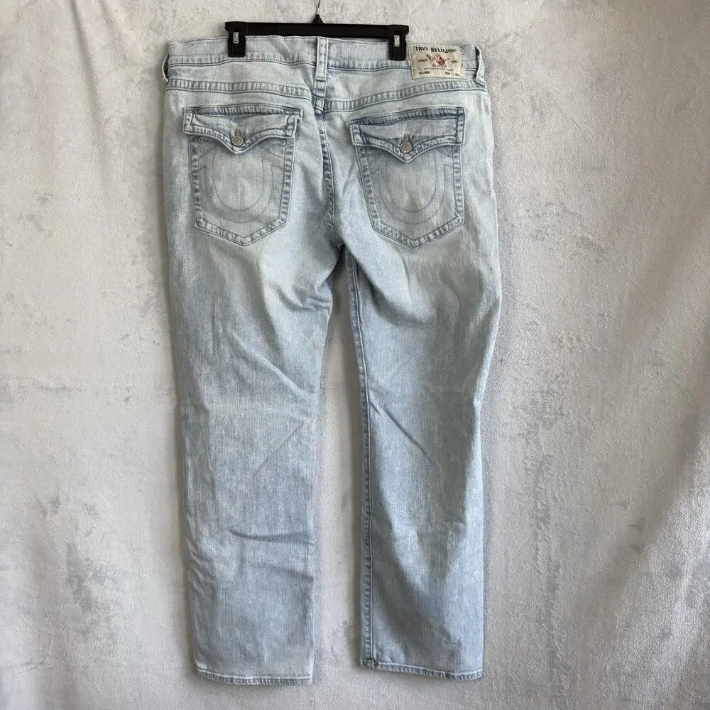 True Religion Ricky Relaxed Straight Jeans Men’s Size 40 Light Wash Denim Y2K